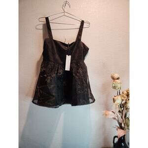 Revolve English Factory Women’s Black Sparkle Glitter Empire Tulle‎ & Organza L
